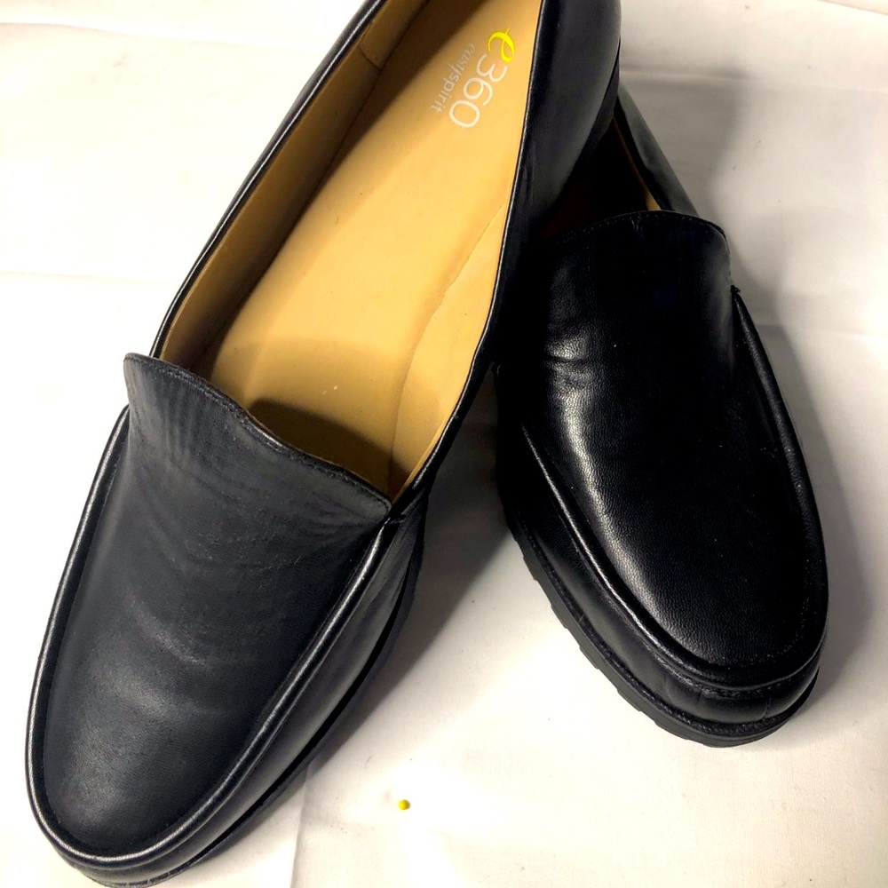 Easy Spirit e360 Black Leather Loafers Size 8.5
